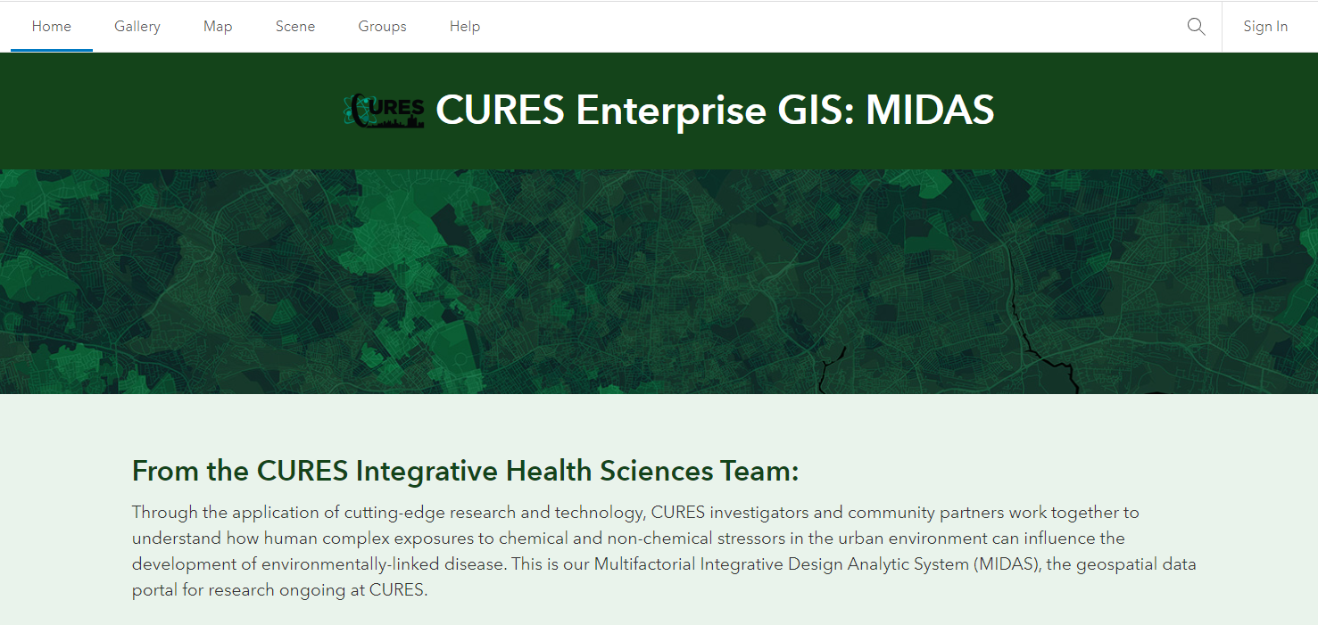 screenshot of MIDAS Enterprise GIS webpage